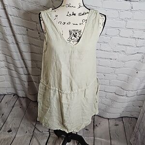 NWT Valentina Naldi Drawstring Waist Linen Mini Dress Size Small